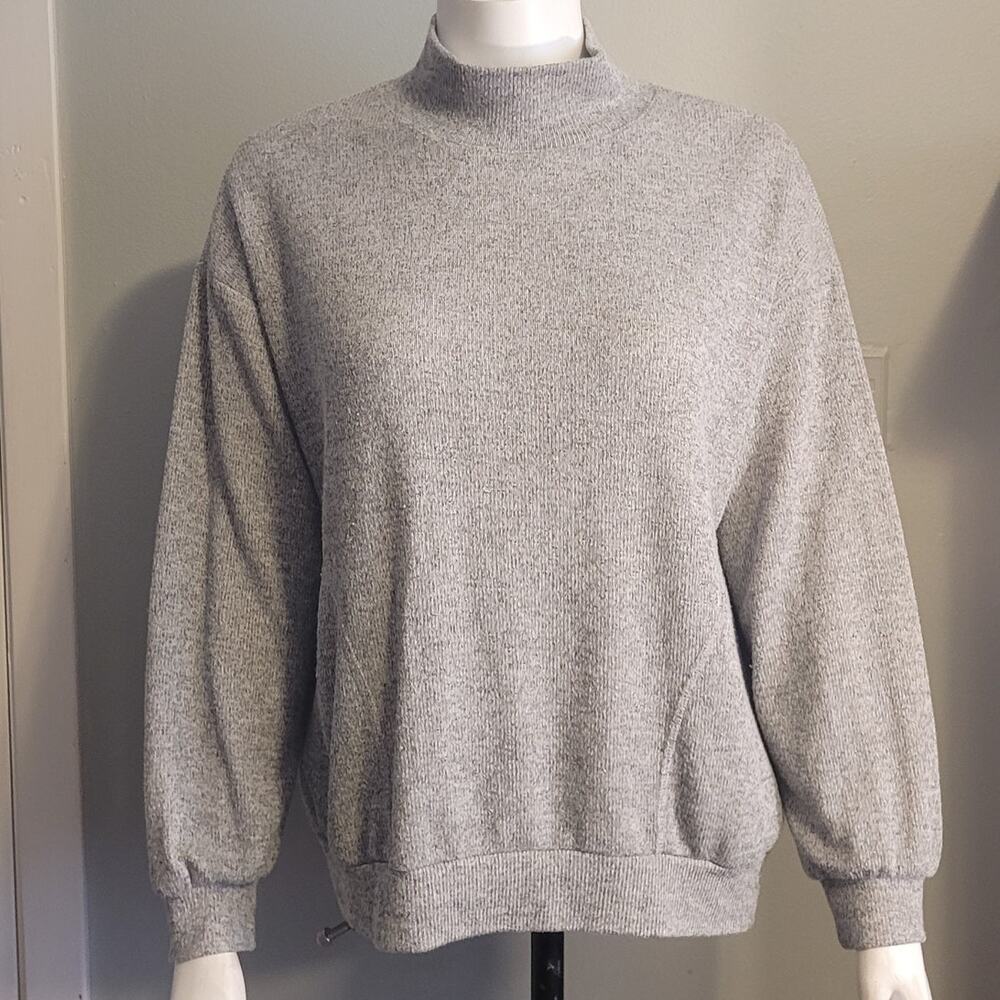 Lush Cozy Lined Pullover Sweater Sz L Gray Soft Minimalist Quietlux USA Made
